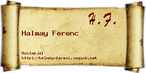 Halmay Ferenc névjegykártya